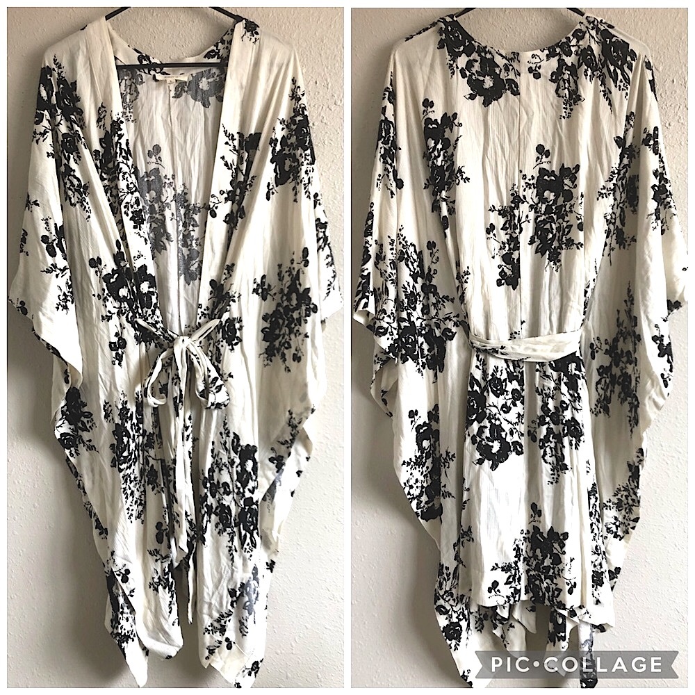 Floral Lightweight Tie-Waist Longline Kimono | L
